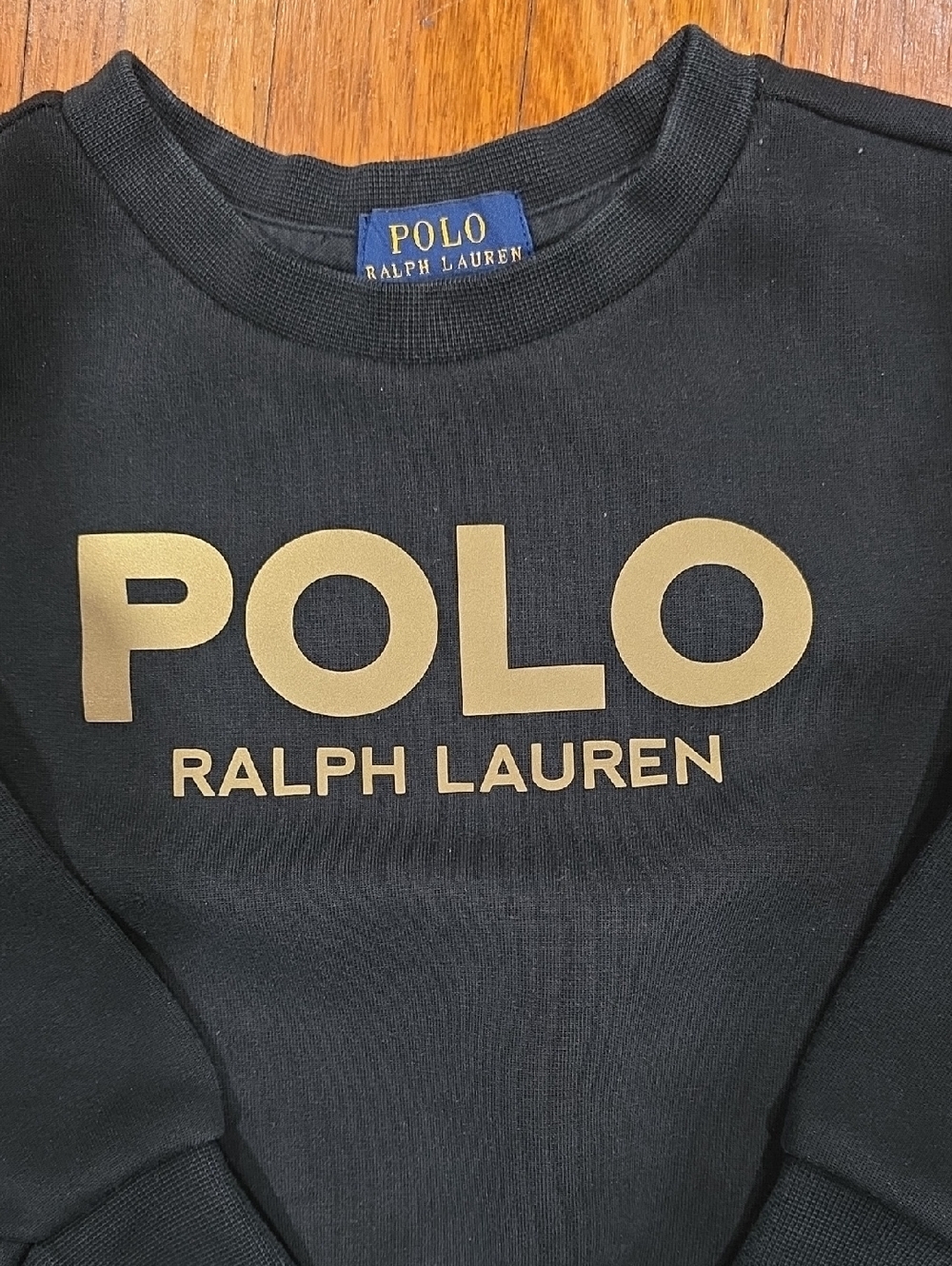 NWOT Polo by Ralph Lauren Black Sweatshirt with Gold Logo Size 3/3T - Picture 2 of 7